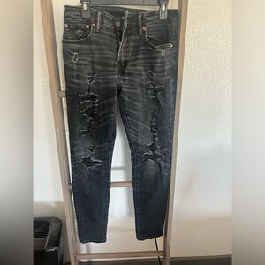 American Eagle Skinny Jeans, 32x32, distressed faded black